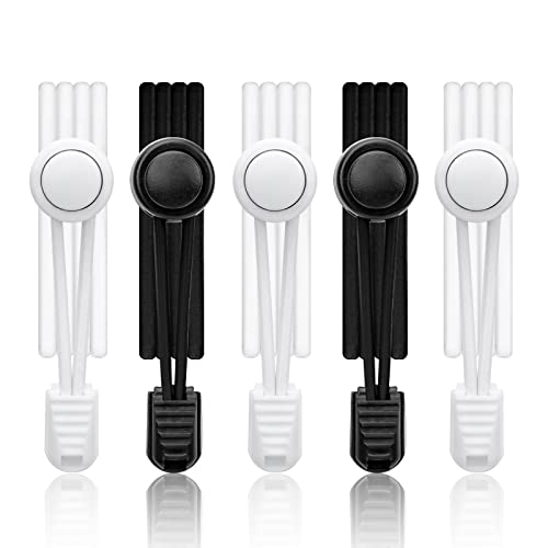 AIXMEET 5 pairs No Tie Shoe Laces for kids, 3 pares white sholaces 2 pares black sholace, no tie shoe laces for adults, elastic shoe laces, shoelaces, shoelaces for sneakers - Image 1