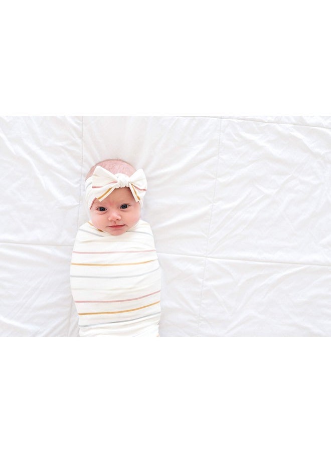 Copper Pearl Baby Stretchy Soft Knit Headband Bow Piper  - Image 4