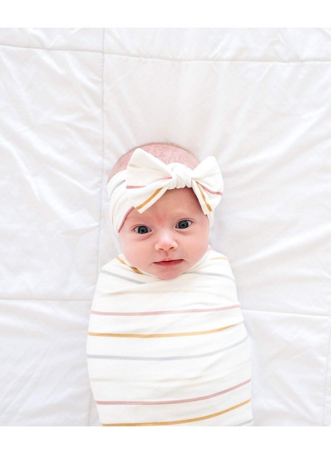 Copper Pearl Baby Stretchy Soft Knit Headband Bow Piper  - Image 5