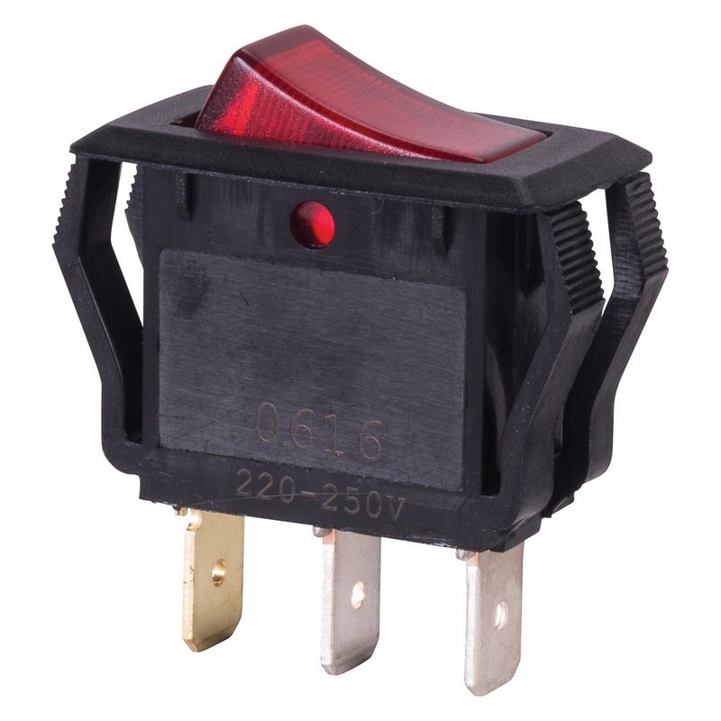 NSI Industries, LLC Rocker Switches, On Off Circut Function, SPST, 15/7.5 amps at 125/250 VAC, 0.625" Width, 1.250" Height, 0.828" Depth, Red - 77150RQ - Image 4