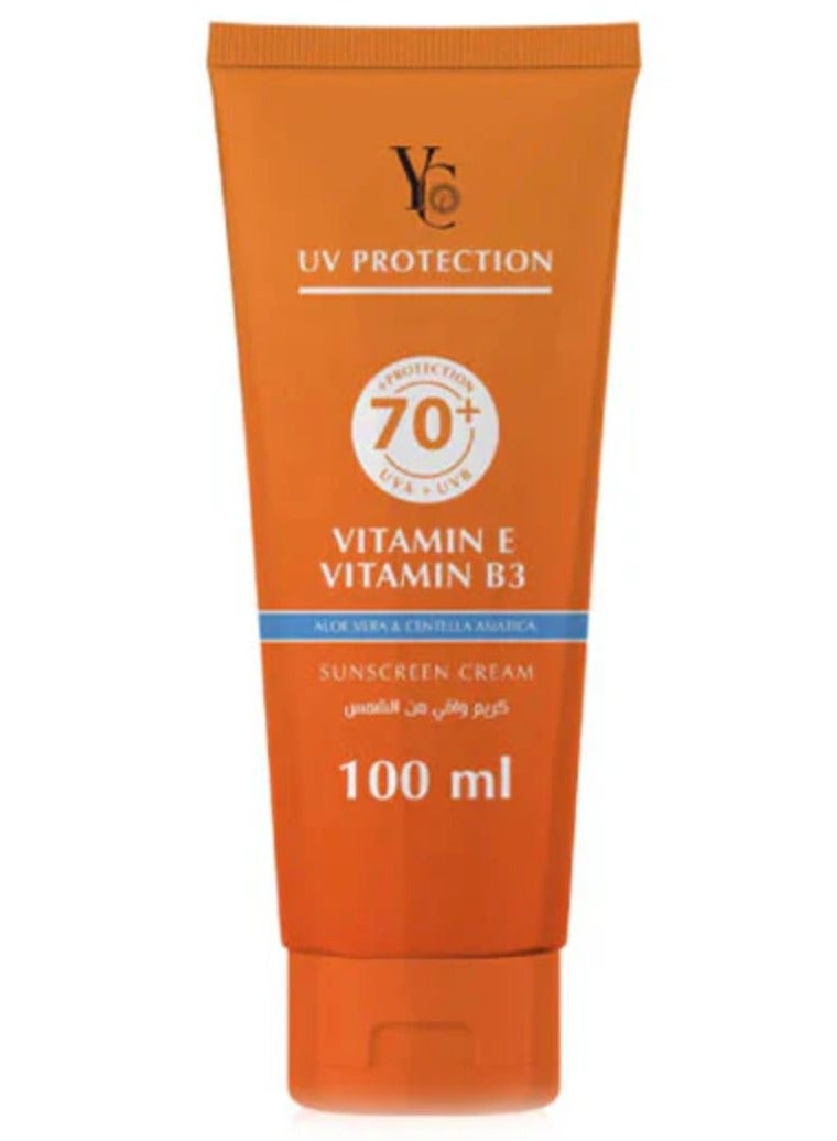 YC Sunscreen Cream Aloe Vera And Centella Asiatica UV Protection +70 - 100 ml