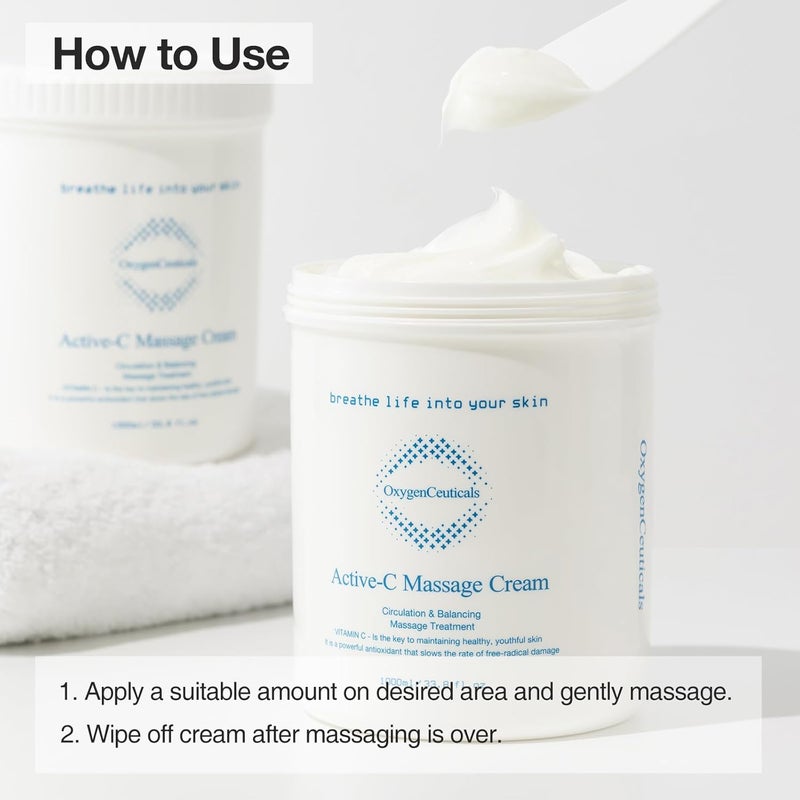 OxygenCeuticals ActiveC Massage Cream  Premium Vitamin C Massage Cream with Centella Asiatica and Hyaluronic Acid Hydrating Professional Skincare 1000ml338 oz - Image 4