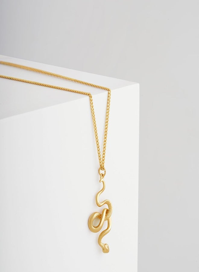 MEVECCO Dainty Gold Snake Necklace - 18k Gold Plated Serpent Snake Charm - Simple Minimalist Delicate Handmade Boho Jewelry For Her - Image 4