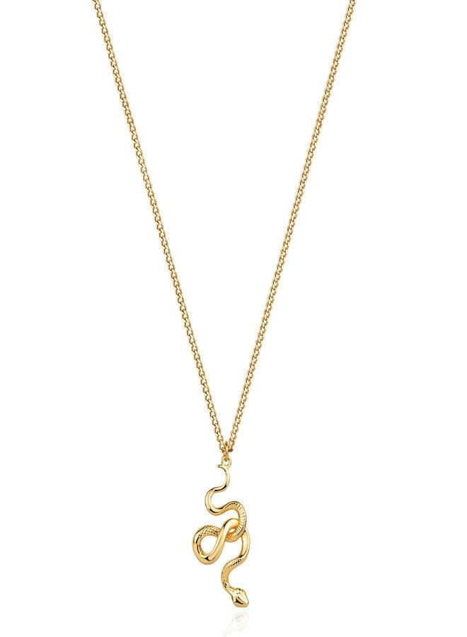 MEVECCO Dainty Gold Snake Necklace - 18k Gold Plated Serpent Snake Charm - Simple Minimalist Delicate Handmade Boho Jewelry For Her - Image 1