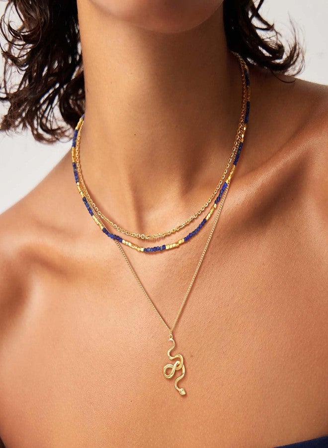 MEVECCO Dainty Gold Snake Necklace - 18k Gold Plated Serpent Snake Charm - Simple Minimalist Delicate Handmade Boho Jewelry For Her - Image 3