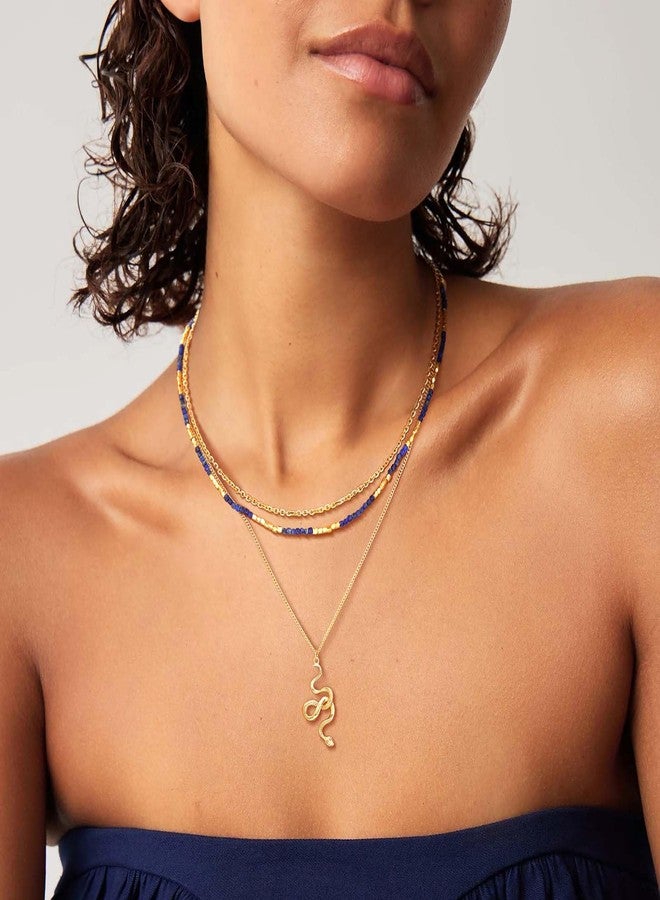 MEVECCO Dainty Gold Snake Necklace - 18k Gold Plated Serpent Snake Charm - Simple Minimalist Delicate Handmade Boho Jewelry For Her - Image 2