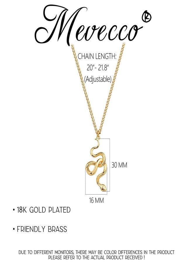 MEVECCO Dainty Gold Snake Necklace - 18k Gold Plated Serpent Snake Charm - Simple Minimalist Delicate Handmade Boho Jewelry For Her - Image 5