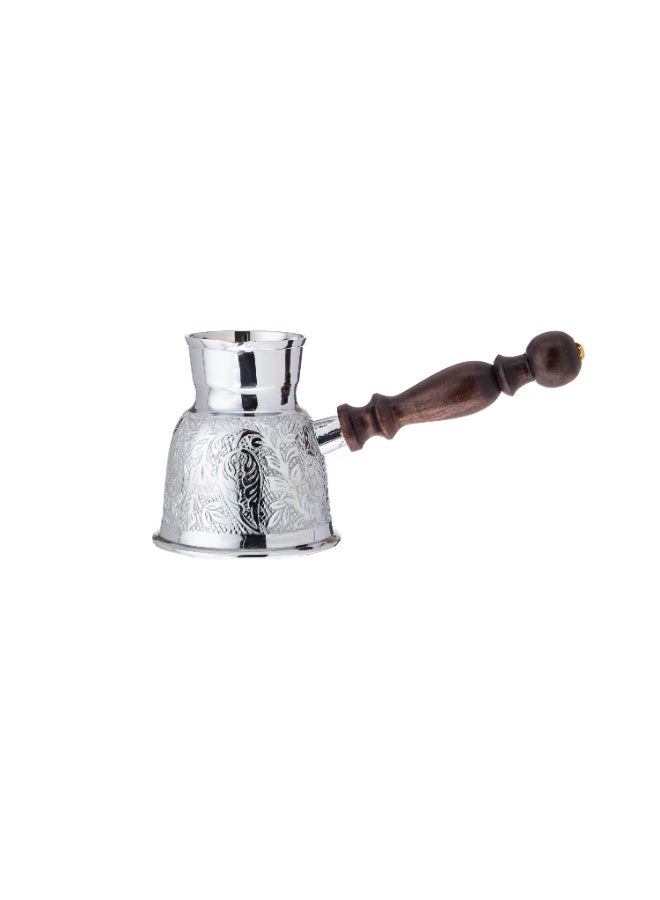 Dania ☕ Premium Turkish Coffee Pot 🇹🇷 – 300 ml Capacity, Single Cup 🥄 Hand-Engraved Design 🇮🇳 10 cm Size with Elegant Wooden Handle 🌿 - Image 2