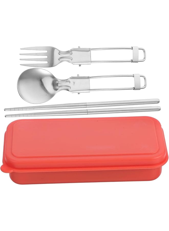 YelaJoy Compact Travel Utensils Case 1 Set Folding Knife Fork Spoon Chopsticks for Lunch Box - Image 1