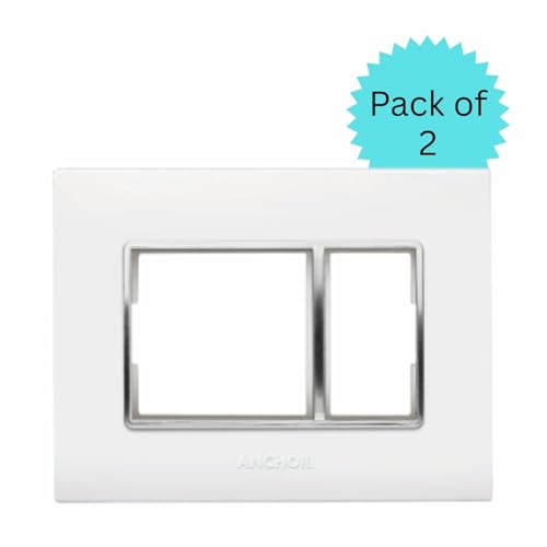 Anchor by Panasonic Penta 3 Module Gina Cover Plate with Chrome Collar for Switch Board (White, 65803-2) - Image 2