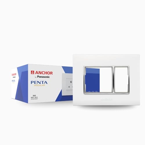 Anchor by Panasonic Penta 3 Module Gina Cover Plate with Chrome Collar for Switch Board (White, 65803-2) - Image 1