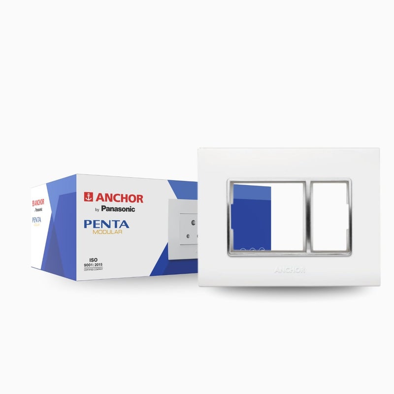 Anchor by Panasonic Penta 3 Module Gina Cover Plate with Chrome Collar for Switch Board (White, 65803-2) - Image 5