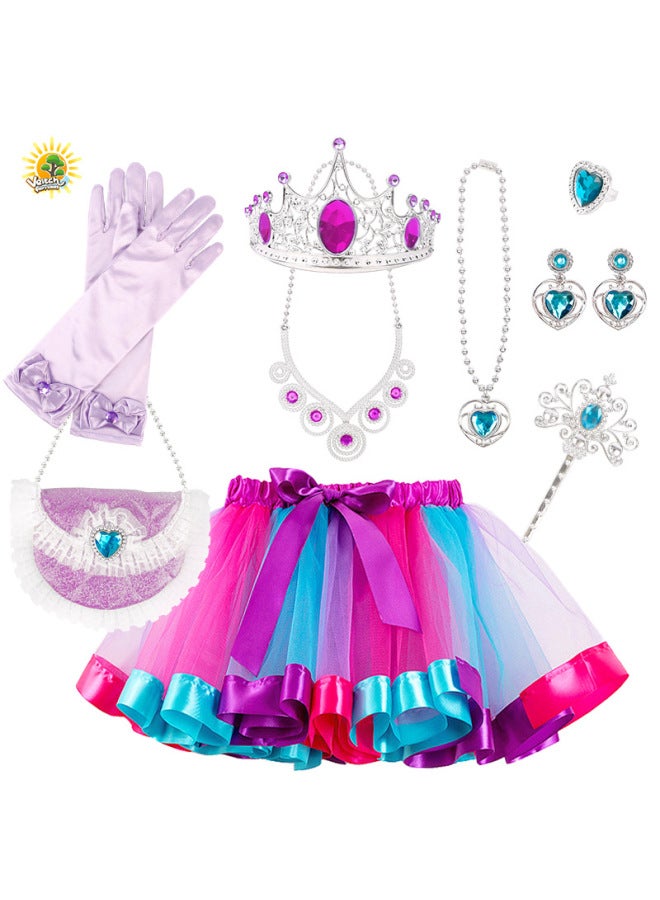 Children Girl Play Queen Cape Scepter Crown Princess Bag Necklace Earrings Ring 9 Piece Set-Specifications:SP10-5B Snowflakes (display Box)  - Image 4