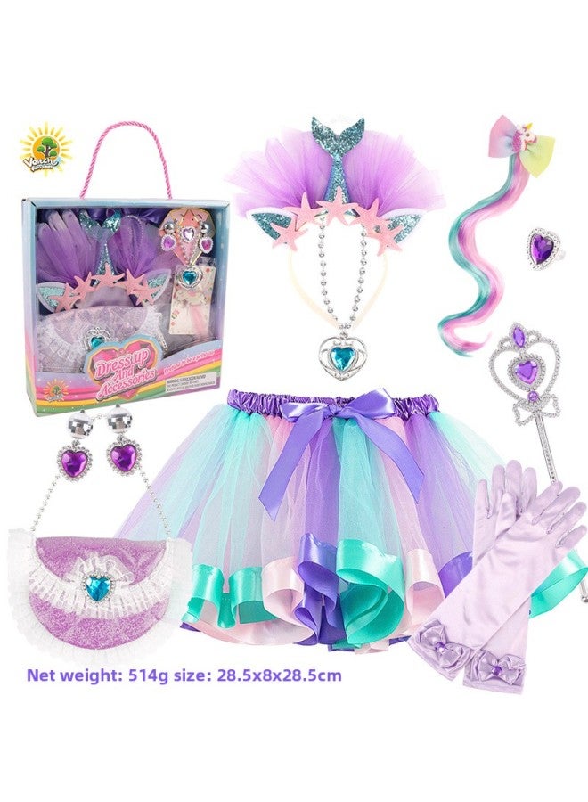 Children Girl Play Queen Cape Scepter Crown Princess Bag Necklace Earrings Ring 9 Piece Set-Specifications:SP10-5B Snowflakes (display Box)  - Image 5