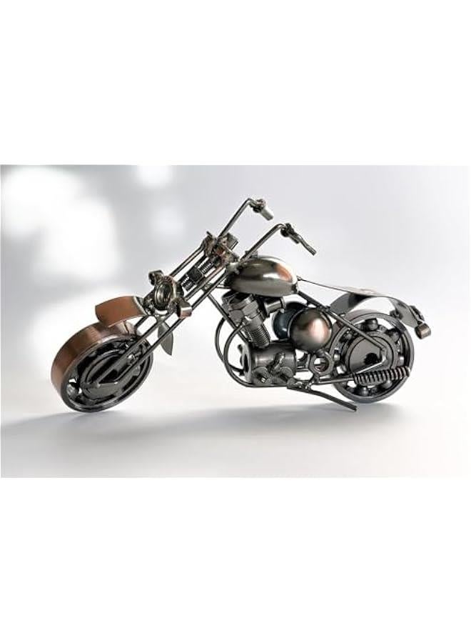 Metal Iron Motorcycle Model Ornaments for Home Office Shelf TV Cabinet Coffee Table Figurine Decorations for Motorcycle Riders, Men, Dad, Husband, Son - Moveable Head and Wheels - Image 4