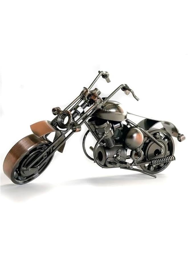 Metal Iron Motorcycle Model Ornaments for Home Office Shelf TV Cabinet Coffee Table Figurine Decorations for Motorcycle Riders, Men, Dad, Husband, Son - Moveable Head and Wheels - Image 3