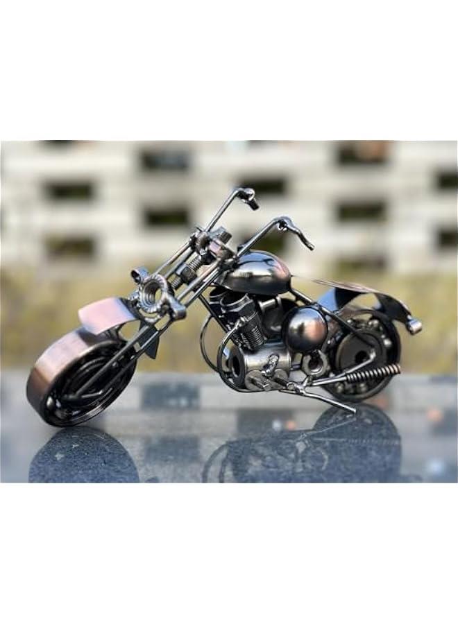 Metal Iron Motorcycle Model Ornaments for Home Office Shelf TV Cabinet Coffee Table Figurine Decorations for Motorcycle Riders, Men, Dad, Husband, Son - Moveable Head and Wheels - Image 2