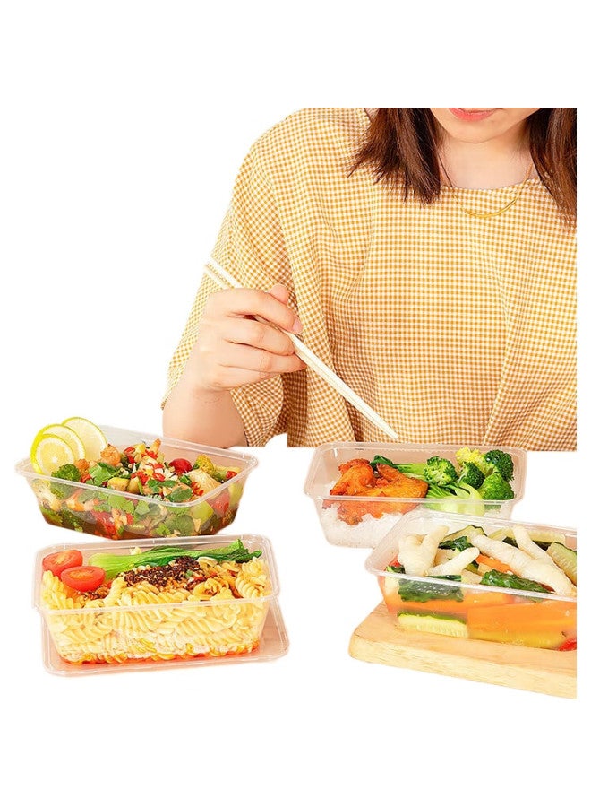 Temeiju Disposable Microwaveable Transparent Rectangular Fast Food Box With Lid Food Grade Packaging Box 20 Sets 750 Type - Image 2