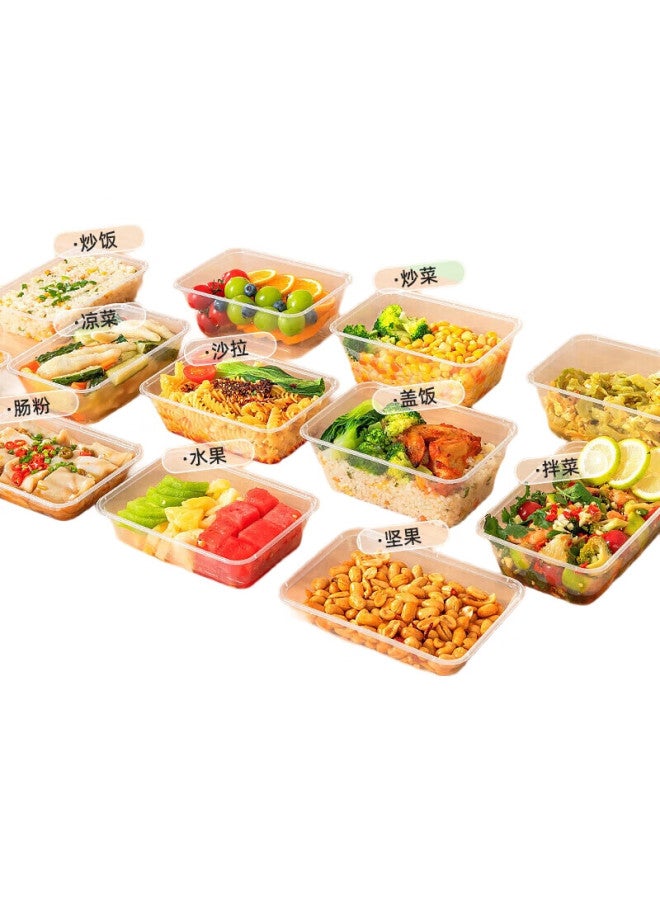 Temeiju Disposable Microwaveable Transparent Rectangular Fast Food Box With Lid Food Grade Packaging Box 20 Sets 750 Type - Image 1