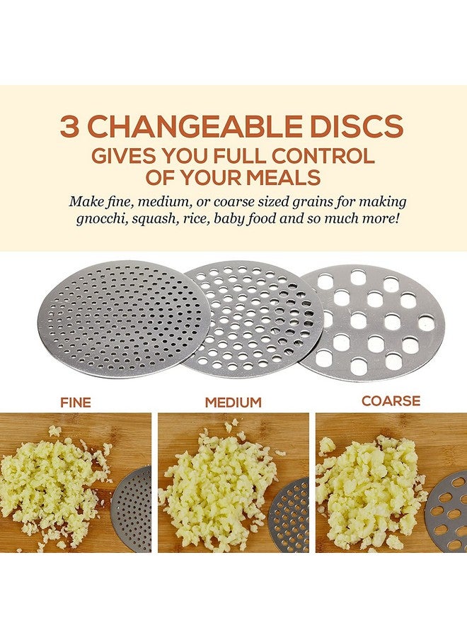 TASKHOUSE Stainless Steel Potato Ricer & Masher Heavy Duty with 3 Interchangeable Discs, Long Handle for Mashed Potatoes, Vegetables, Fruits, Baby Food - Image 4