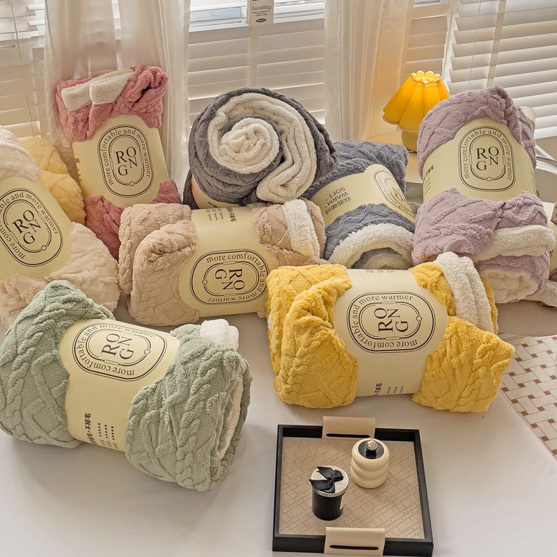 Lambswool Blanket Winter Thickened Warm Single Office Nap Quilt Coral Flannel Sofa Blanket - Image 2