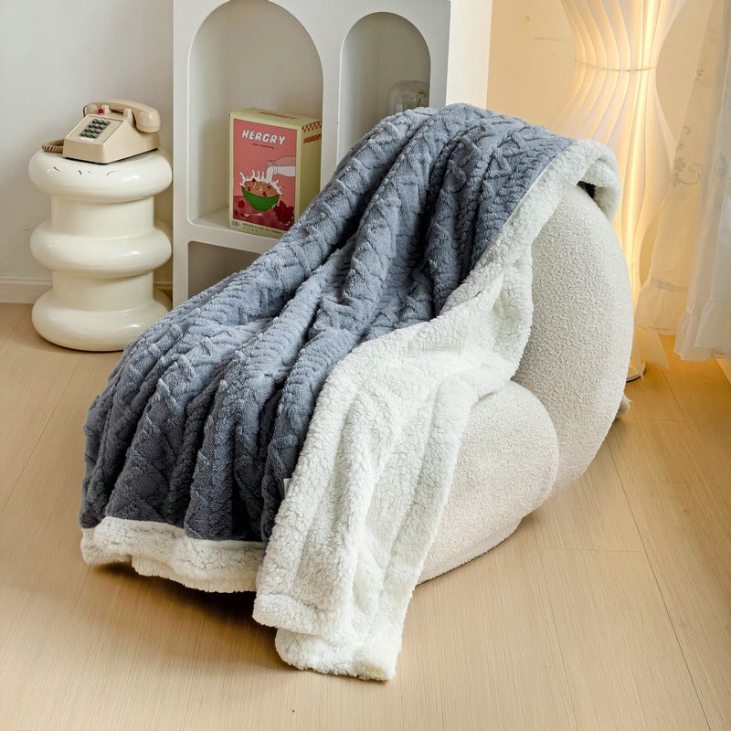 Lambswool Blanket Winter Thickened Warm Single Office Nap Quilt Coral Flannel Sofa Blanket - Image 5