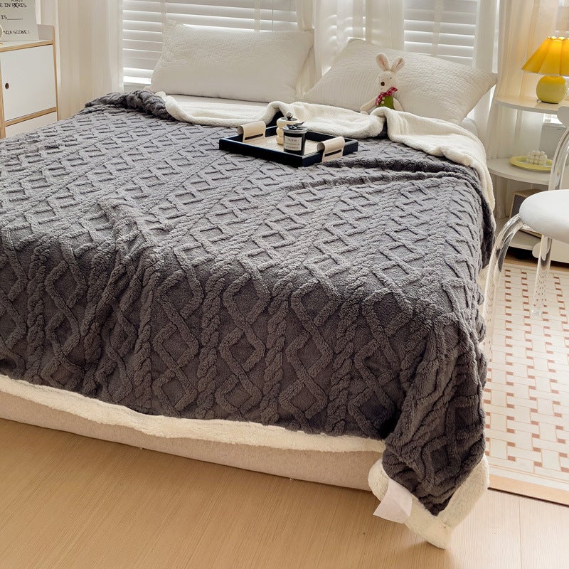 Lambswool Blanket Winter Thickened Warm Single Office Nap Quilt Coral Flannel Sofa Blanket - Image 1
