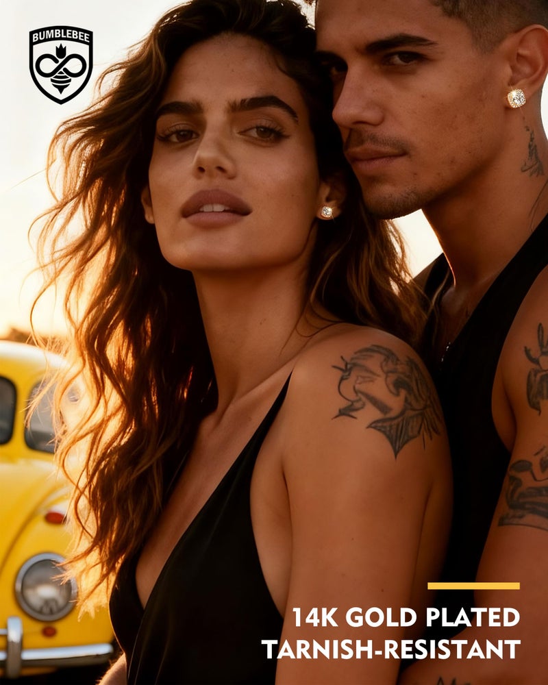 BUMBLEBEE Handmade 925 Sterling Silver Moissanite Studs Earrings for Women and Men, 14K Gold Plated, 1CTTW VVS1, Hypoallergenic, Jewelry Gift for Anniversary, Birthday, Valentineâ€™s Day - Image 4