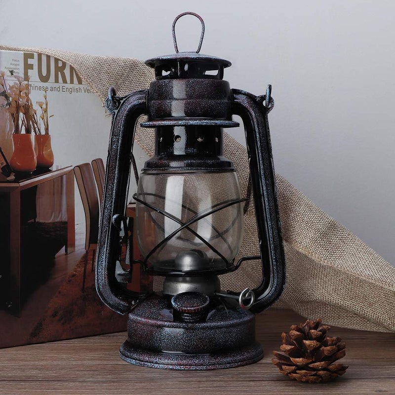 comfrt Vintage Kerosene Lamp, Metal Oil Lamp Hanging Oil Lantern Hurricane Lamp for Indoor Outdoor Garden Patio Decor, 9.4 Inch - Image 2