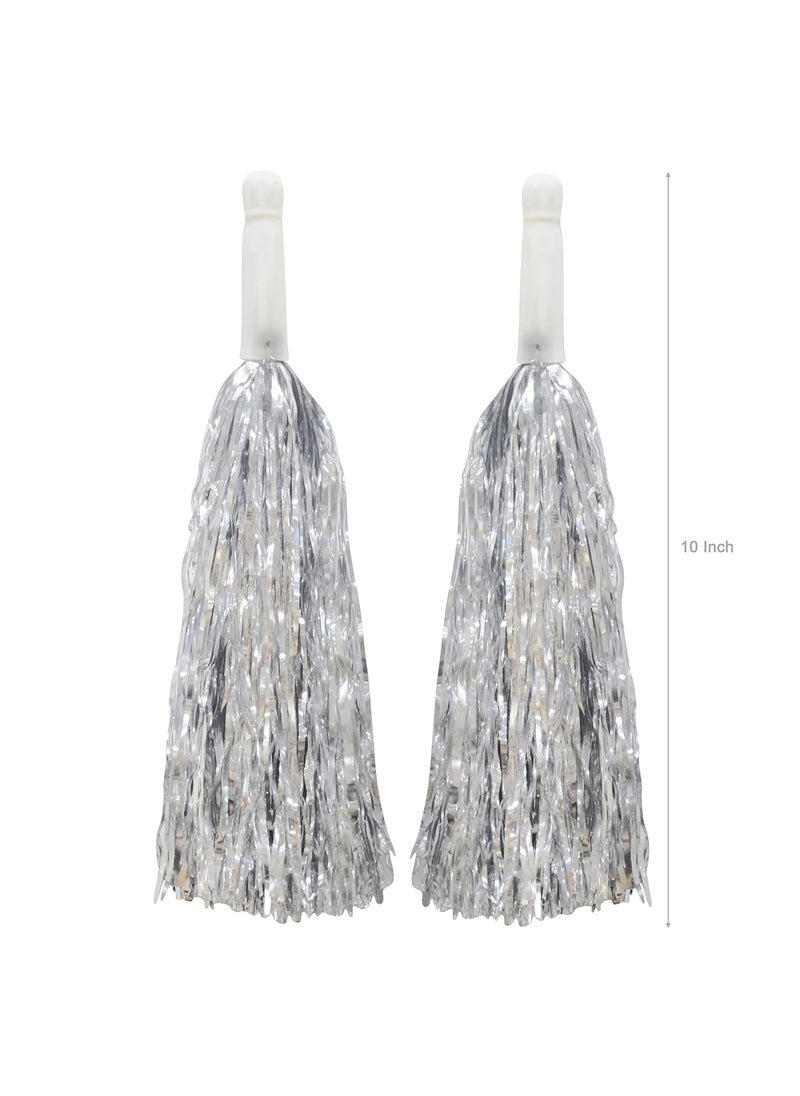Asian Hobby Crafts Asian Hobby Crafts Pom Poms for Cheerleading Silver Pack of 2 10inch  - Image 2
