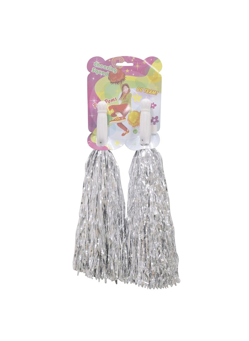 Asian Hobby Crafts Asian Hobby Crafts Pom Poms for Cheerleading Silver Pack of 2 10inch  - Image 3