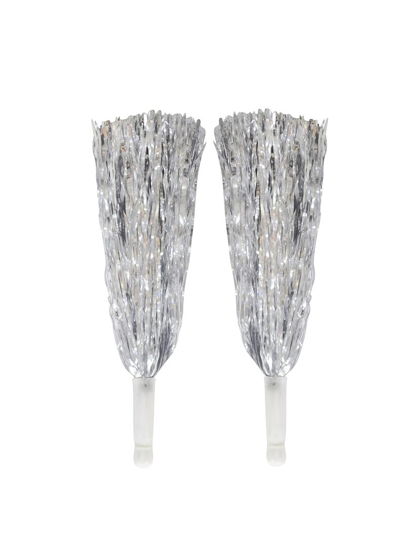 Asian Hobby Crafts Asian Hobby Crafts Pom Poms for Cheerleading Silver Pack of 2 10inch  - Image 1