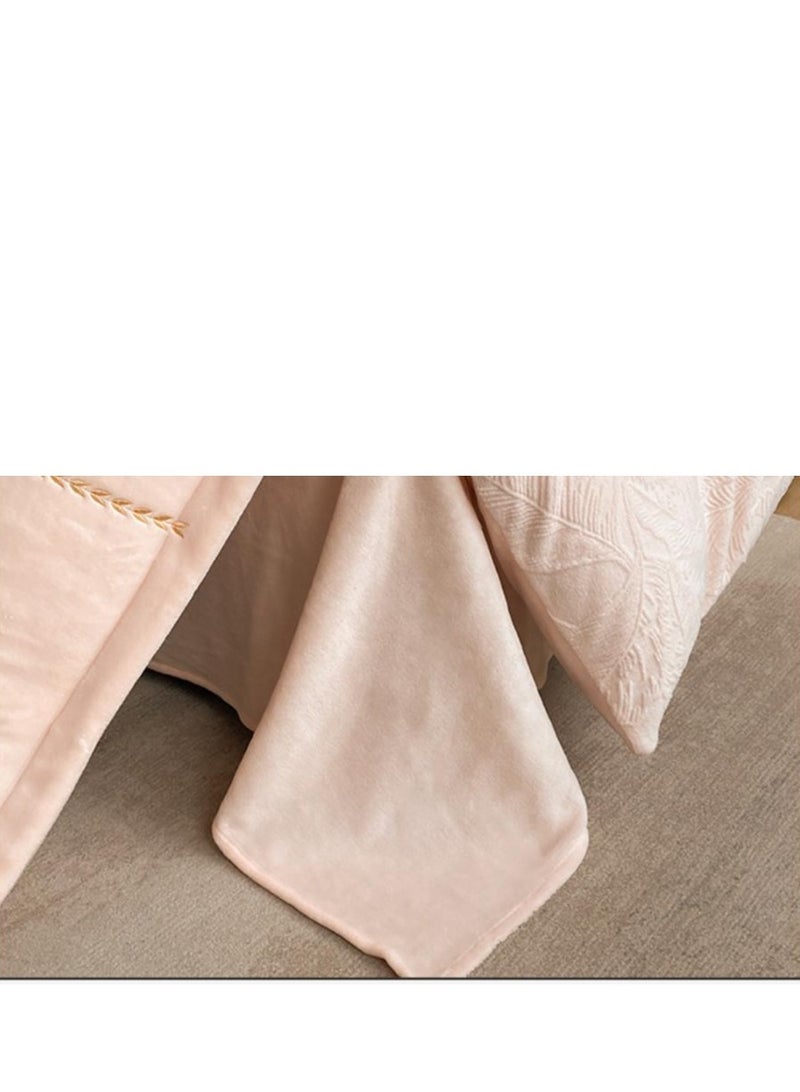 Fitted Sheet Style — ﻿ Carved Velvet Cloth Embroidered Wide Edge Milk Velvet Four Piece Bedding Set - Image 3
