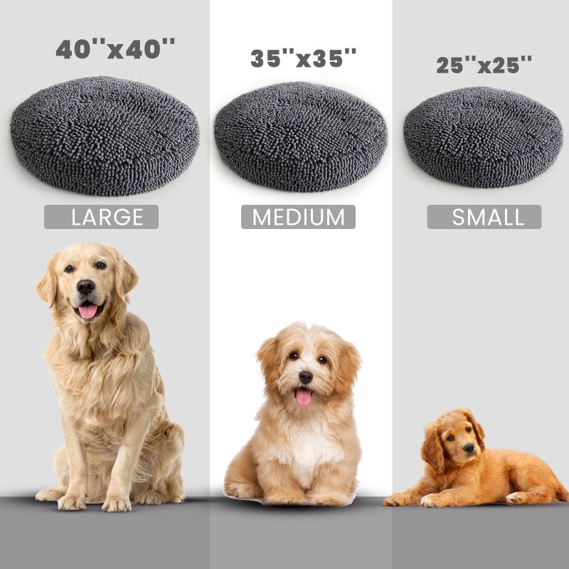 Muddy MatÂ® Cloud K-9 Bed for Dogs & Cats, Soft & Relaxing Round Dog Bed, Chenille Material, Removable Cover, Washable & Dryer Safeâ€“Grey Large(40'x40') - Image 2