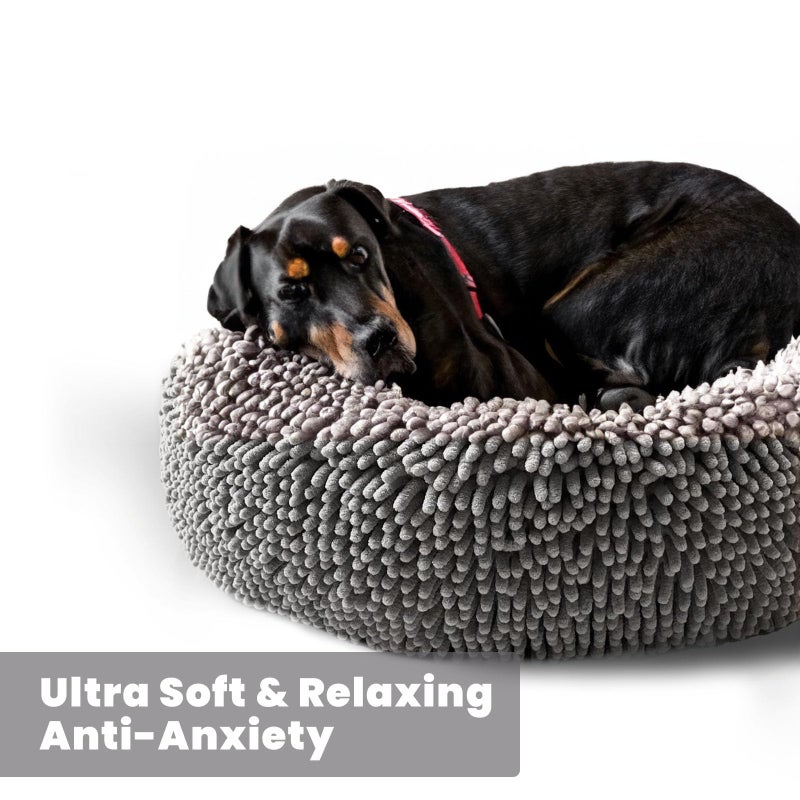 Muddy MatÂ® Cloud K-9 Bed for Dogs & Cats, Soft & Relaxing Round Dog Bed, Chenille Material, Removable Cover, Washable & Dryer Safeâ€“Grey Large(40'x40') - Image 5