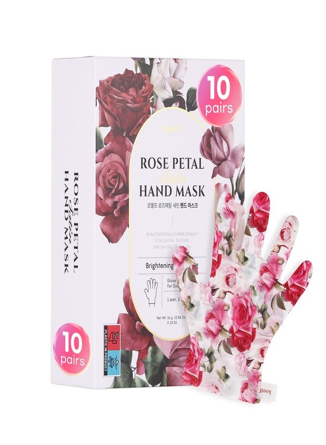 Koelf Rose Petal Satin Hand Mask (10pairs) - Intensive Nourishing, Moisturizing Gloves, Rose Scented Hand Repair Masks with Peptide, Collagen, Shea Butter for Silky Smooth Skin, Hand Treatment - Image 1