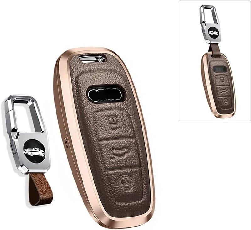 SANRILY غطاء مفتاح بني بدون مفتاح SANRILY لسيارات أودي A6 A7 A8 2020 2021 E-tron Q8 Q7 - Image 1