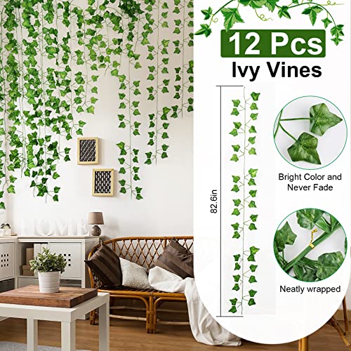 DECGOL 12 Pack 86 FT Artificial Ivy Garland, Fake Ivy Leaf Plants Vine Greenery Garland Home Kitchen Balcony Garden Office Wedding Wall Decor - Image 2