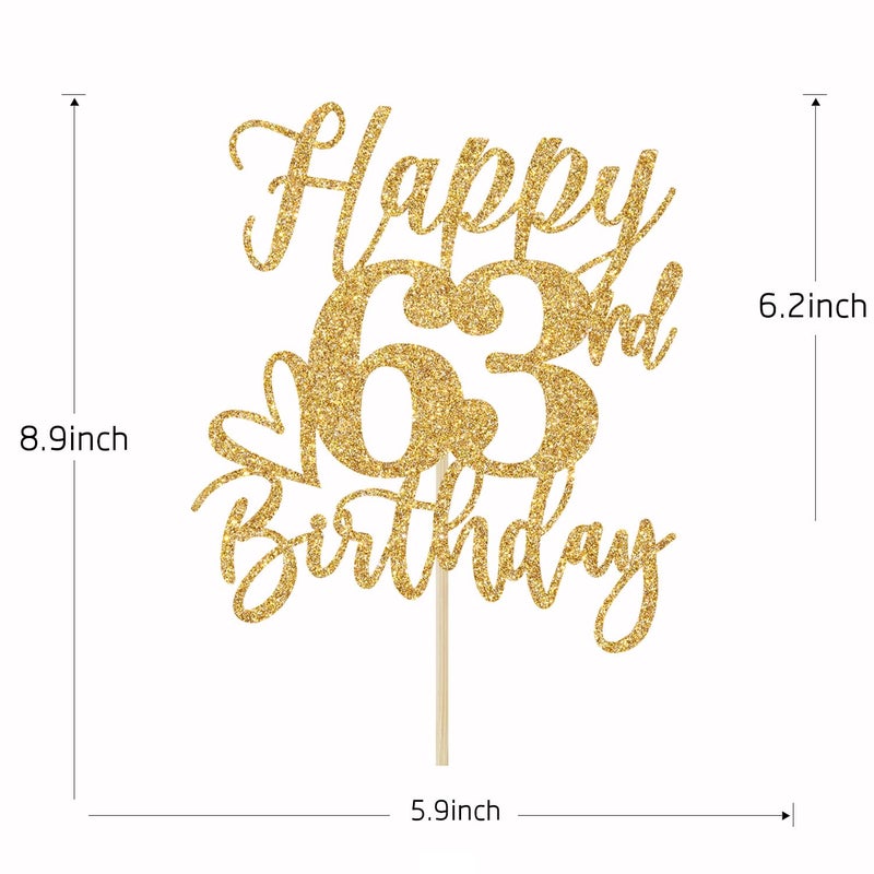 Yotawebery Happy 63rd Birthday Cake Topper  63rd Birthday Decorations for Men/Women  Cheers to 63 Years  Hello 63  63rd Happy Birthday Party Supplies Gold Glitter - Image 4