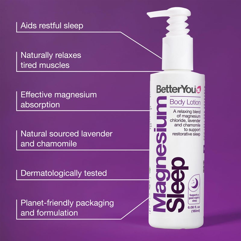 BetterYou Magnesium Sleep Body Lotion - Relaxing Body Lotion - Magnesium Body Cream with Lavender and Chamomile Blend - Sore Muscle Relief - 6.08 oz - Image 5
