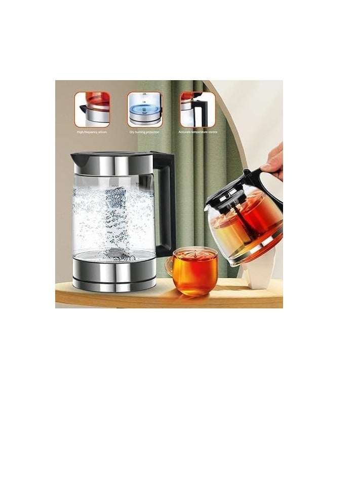 دينكس غلاية كهربائية زجاجية سعة 1.8 لتر، سخان مياه سريع الغليان بقوة 1500 واط، تحكم في درجة الحرارة، إيقاف تلقائي، إضاءة LED، فلتر من الفولاذ المقاوم للصدأ، غلاية شاي، ماكينة صنع قهوة، سخان زجاجات أطفال - Image 4