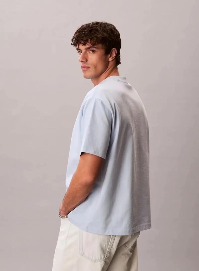 Calvin Klein Breezy Blue Relaxed Logo Appliqué T-Shirt for Men | Best Price UAE