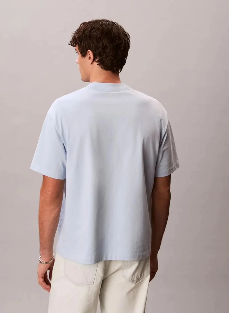 Calvin Klein Breezy Blue Relaxed Logo Appliqué T-Shirt for Men | Best Price UAE