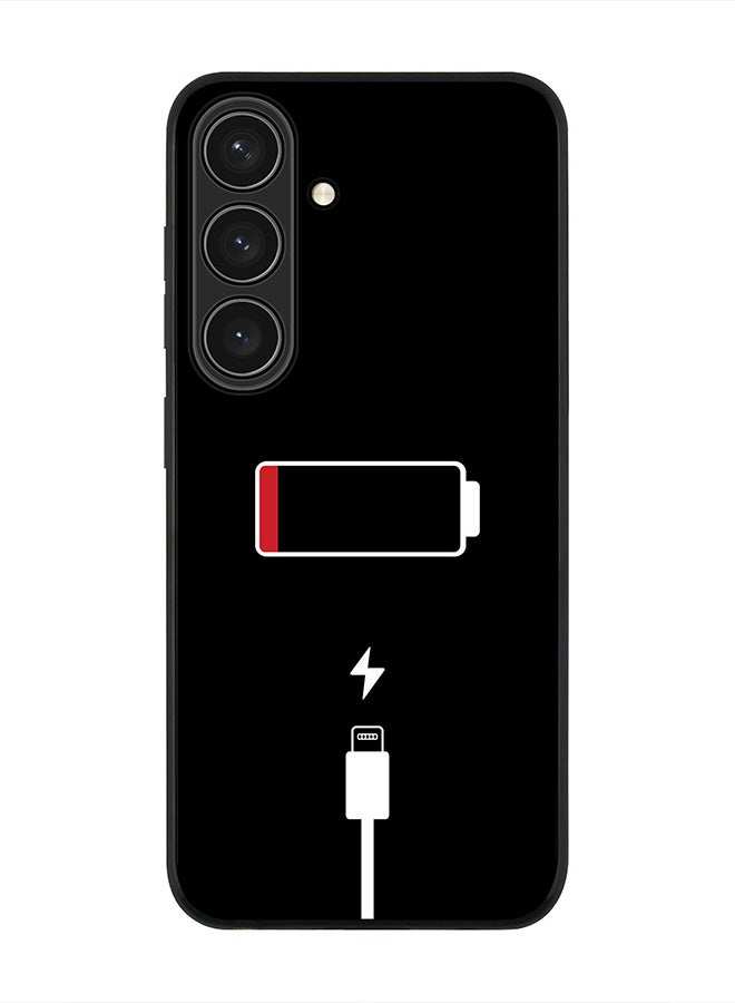 Stylizedd Rugged Black edge case for Samsung Galaxy S24, Slim fit Soft Case Flexible Rubber Edges Anti Drop TPU Gel Thin Cover- Battery Empty - Image 1