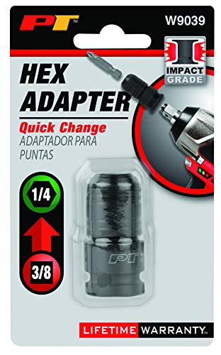 Performance Tool W9039 Heavy-Duty Chrome Molybdenum Steel 3/8-Inch Square Drive to 1/4-Inch Hex Bit Adapter with Quick Change Collar for Impact Tools - Image 3