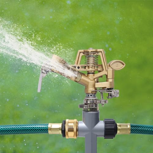 Biswing 2 Pack Impact Sprinkler Head on Metal Step Spike, Heavy Duty Zinc Alloy Lawn Sprinkler, Adjustable Coverage Nozzle on Sturdy Spike Base, 360 Degree Large Area Irrigation - Image 2