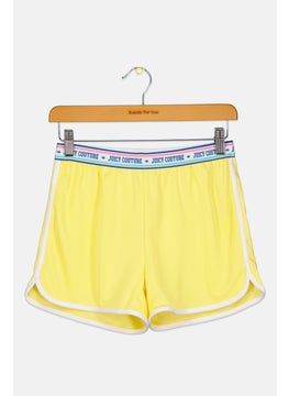 Juicy Couture Kids Girl Brand Logo Basic Shorts, Yellow  - Image 1