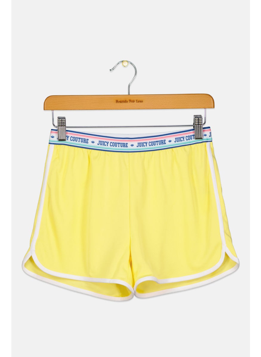 Juicy Couture Kids Girl Brand Logo Basic Shorts, Yellow  - Image 1