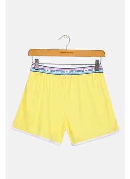 Juicy Couture Kids Girl Brand Logo Basic Shorts, Yellow  - Image 2