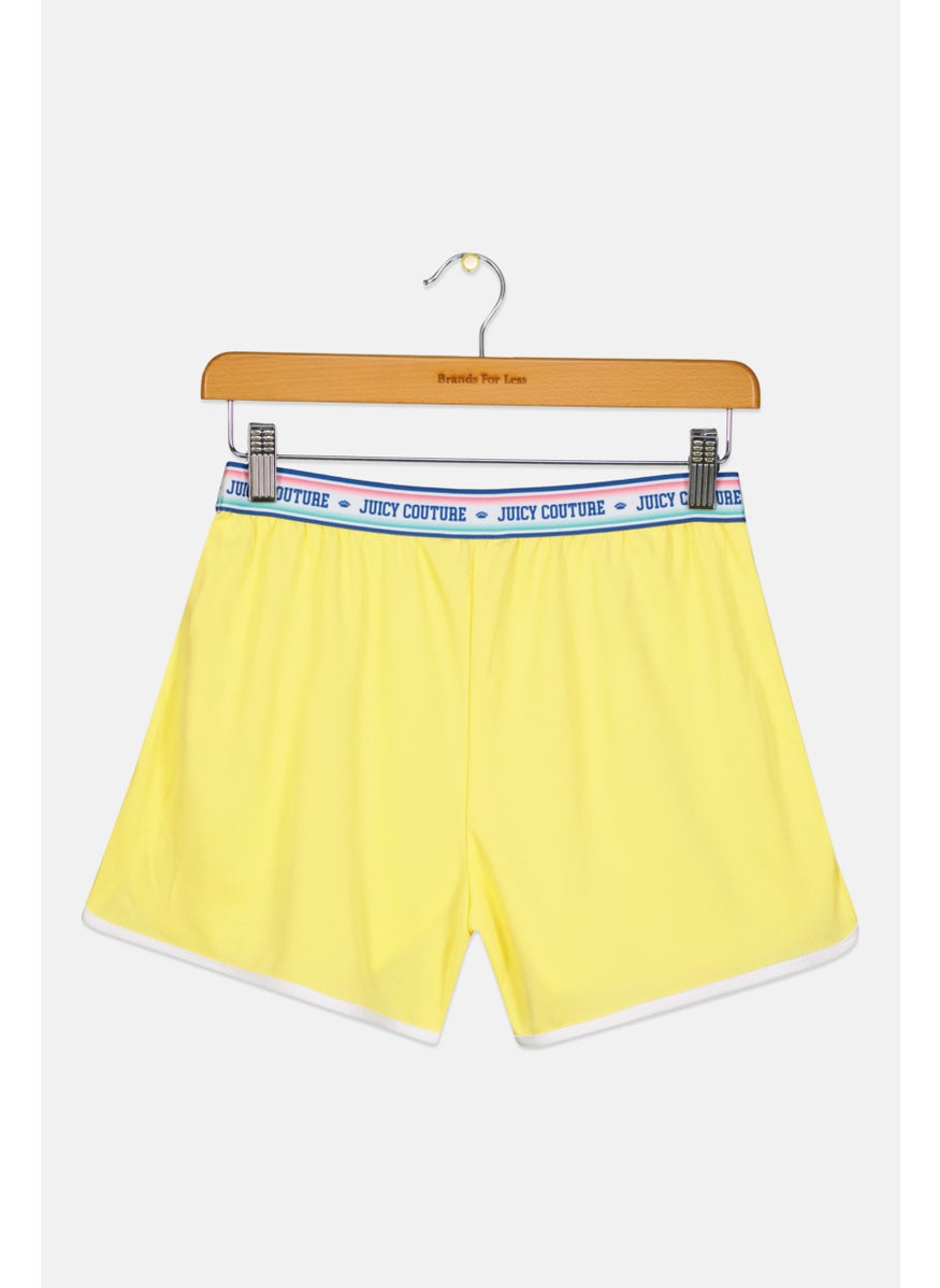 Juicy Couture Kids Girl Brand Logo Basic Shorts, Yellow  - Image 2